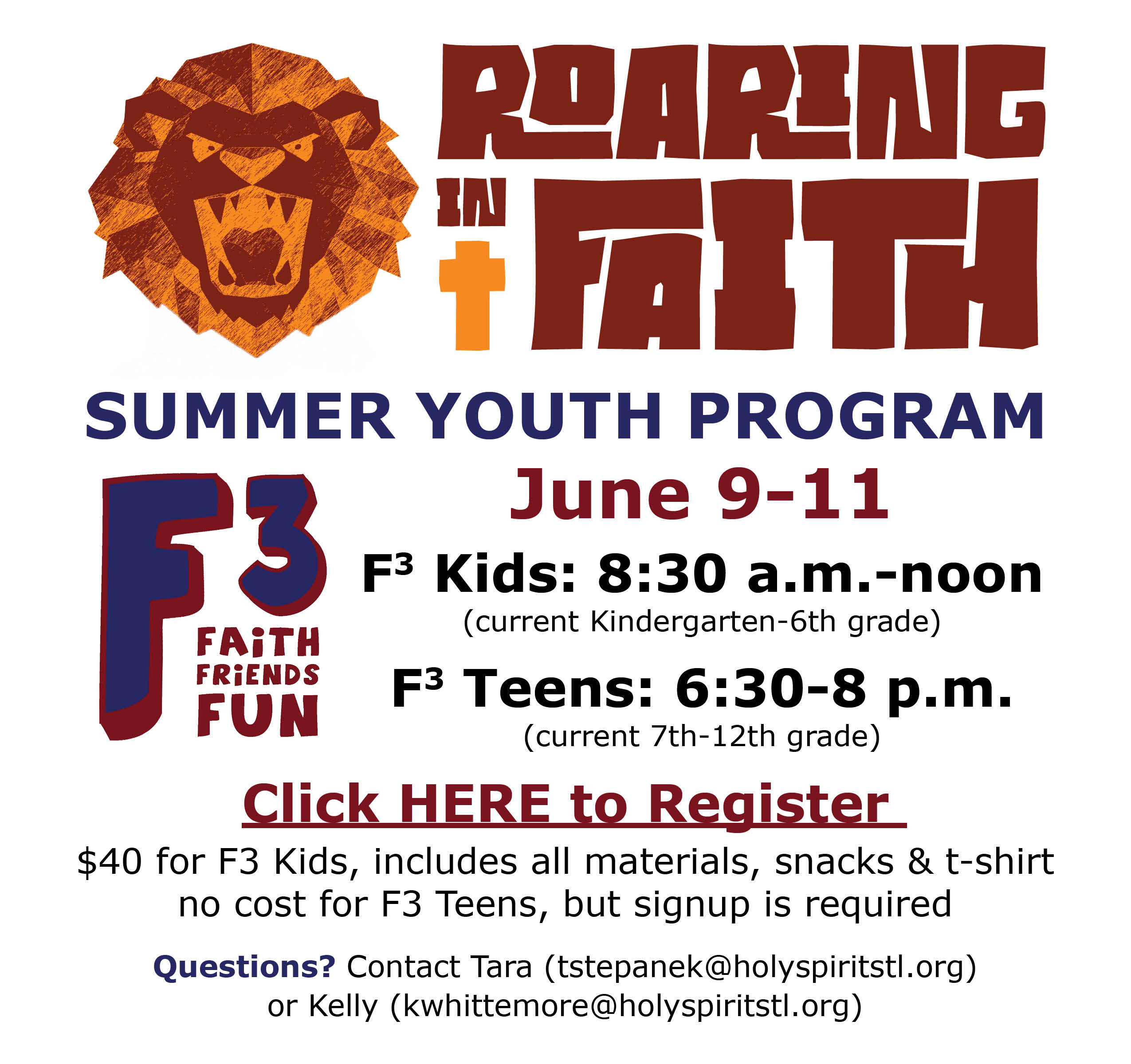 Holy Spirit Catholic Church > Education > F3 Summer Youth Program