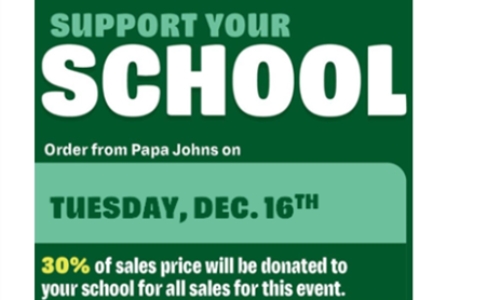 SCHOOL FUNDRAISER AT PAPA JOHN'S