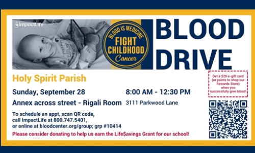 BLOOD DRIVE ON SEPTEMBER 28