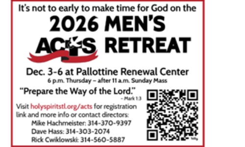 MEN'S ACTS RETREAT IN DECEMBER