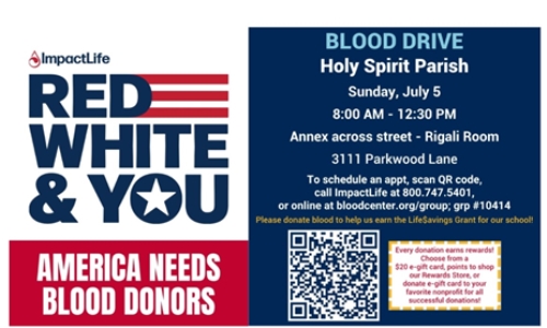 BLOOD DRIVE ON JULY 5