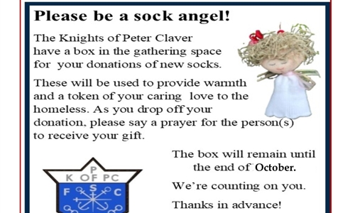 BE A SOCK ANGEL FOR KNIGHTS OF ST PETER CLAVER