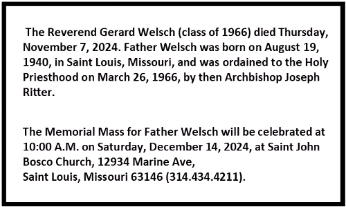 Funeral Mass for Fr Welsch December 14