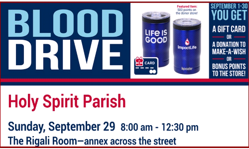    Blood Drive on September 29